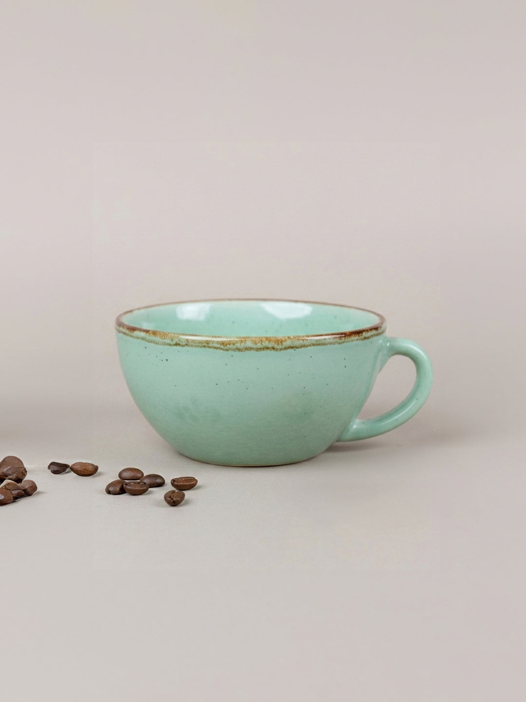 Blue Ceramic Latte Mug with Golden Border Main image
