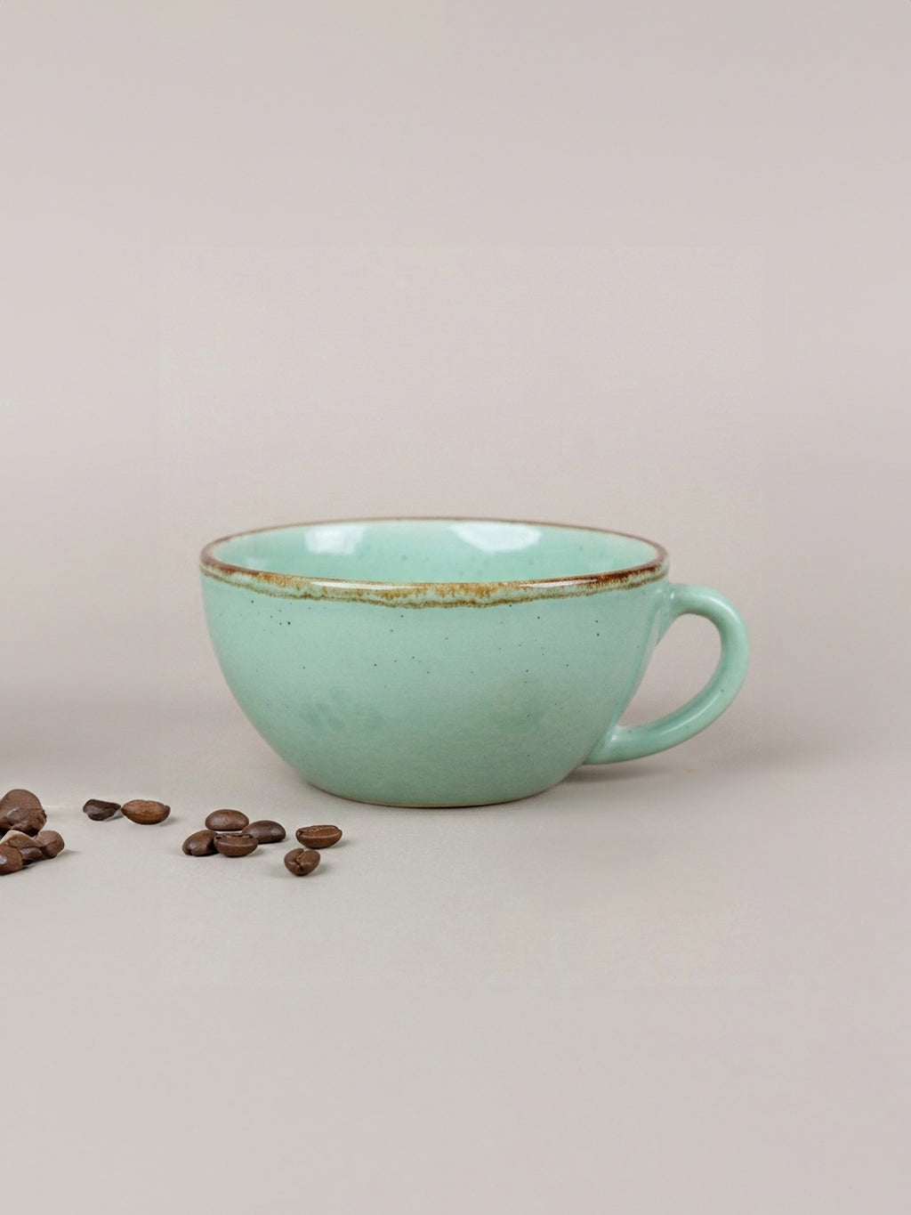Blue Ceramic Latte Mug with Golden Border