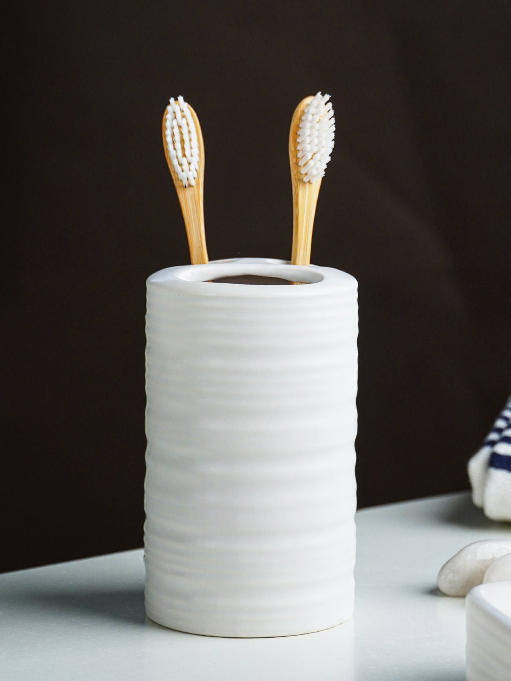 White Matte Ceramic Bathroom Set of 4