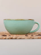Blue Ceramic Latte Mug with Golden Border