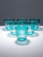 Aqua Green Textured Glasses with Rippled Design | Set of 6