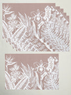 Dusty Pink Floral Table Mat with White Botanical Print