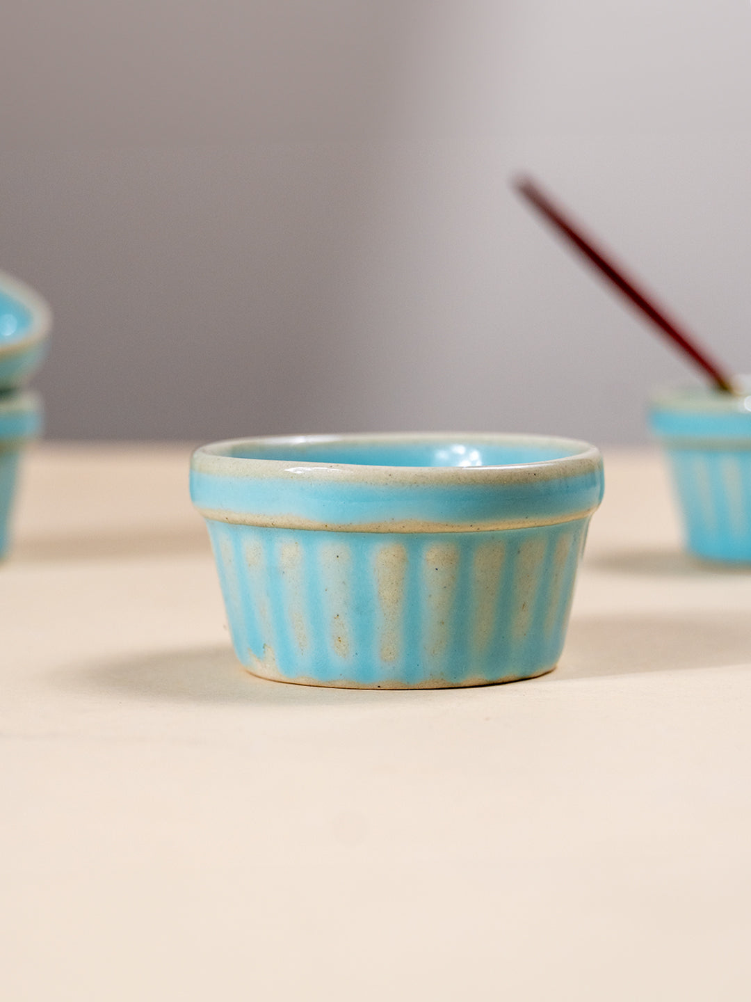 Solid Light Blue Colors Dip Bowls with Design Secondary image