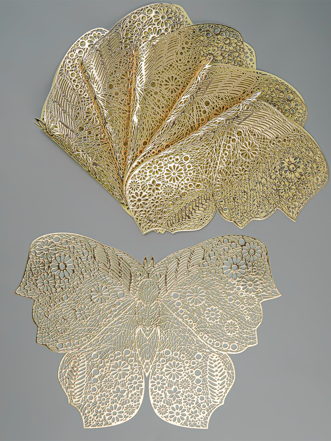 Gold Butterfly Cutout Table Mat with Intricate Floral Detailing Secondary image