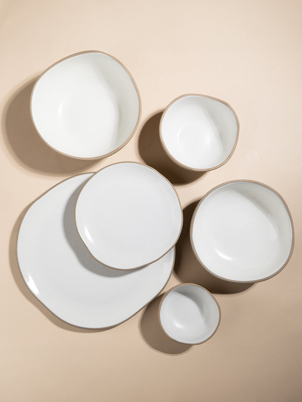 Modern Beige & White Rustic Ceramic Dinner Set of 28