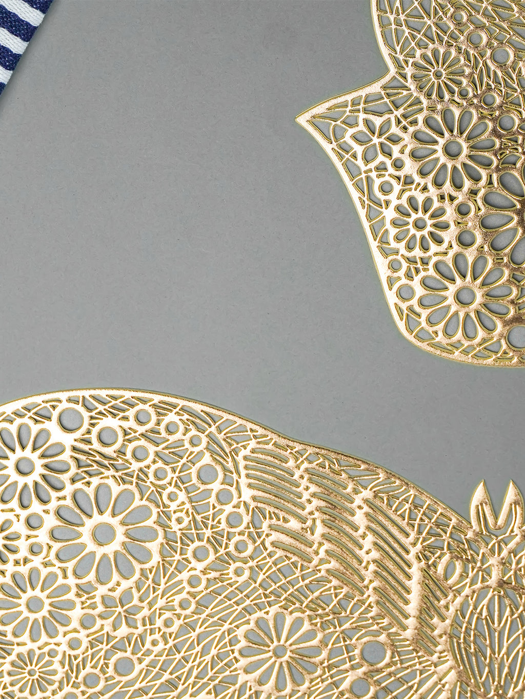Gold Butterfly Cutout Table Mat with Intricate Floral Detailing