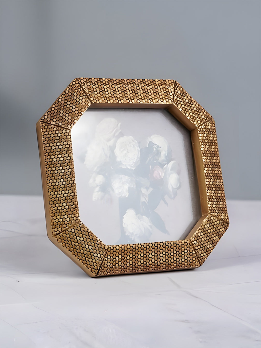 Gold Octagonal Photo Frame with Textured Detail