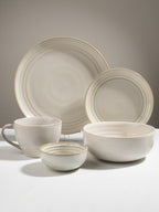 Classic Ivory Ceramic Dinner Set of 26 with Soup Bowls