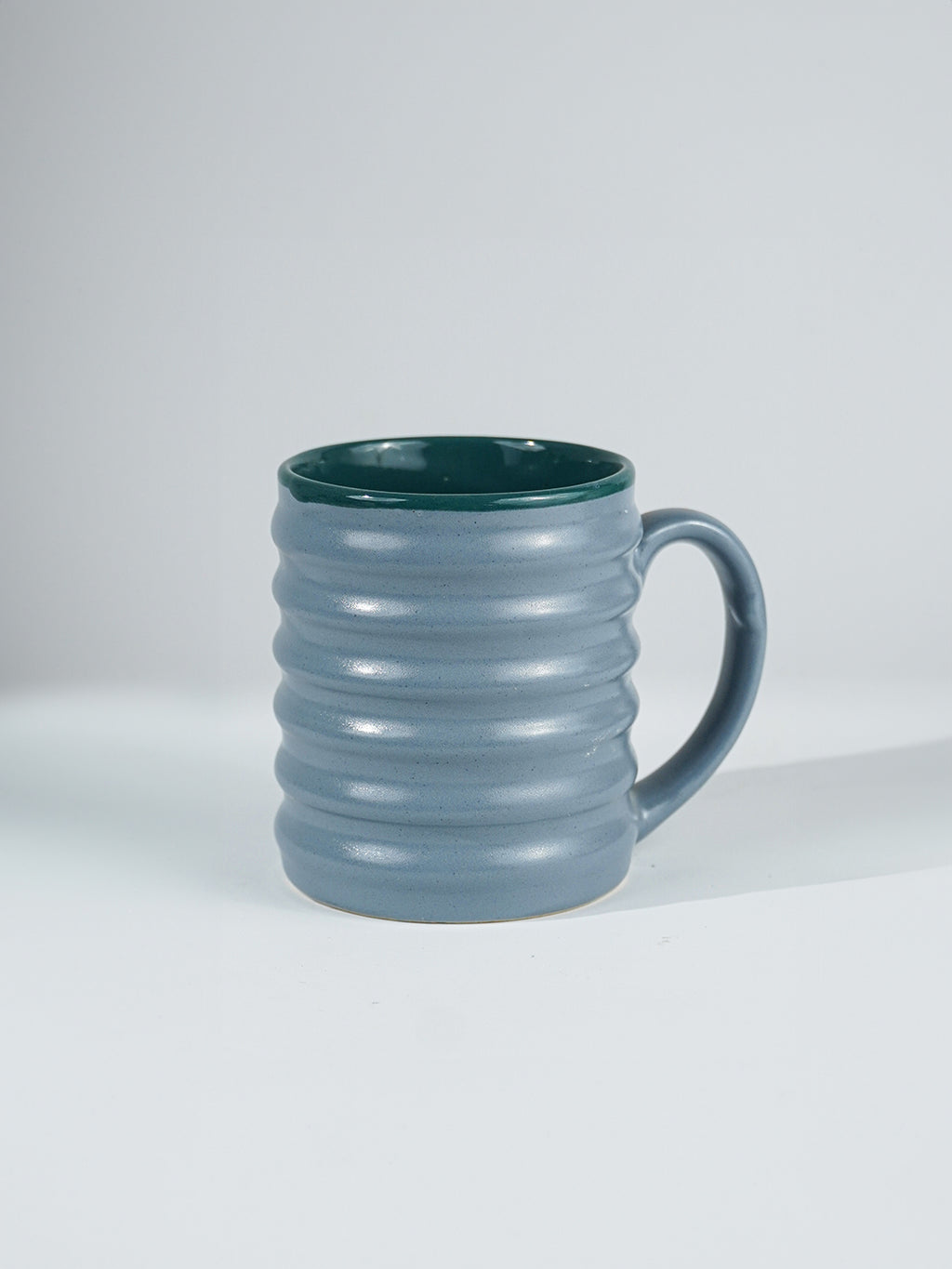 Blue Ceramic Mug with Ribbed Texture