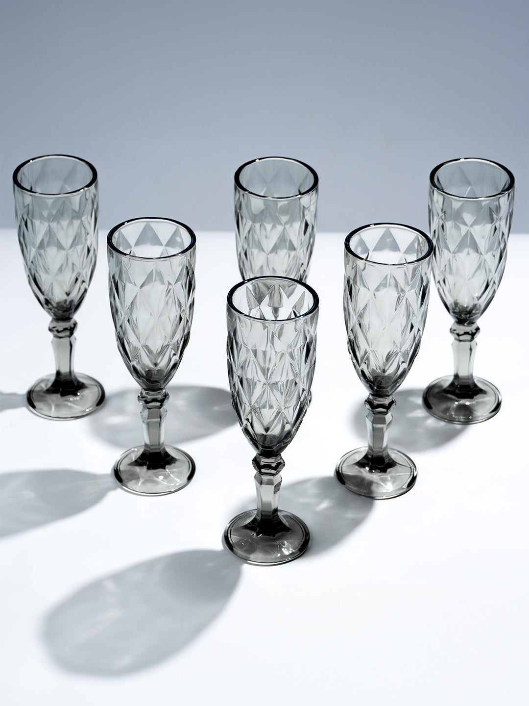 Elegant Black Crystal-Cut Glass Goblet - Set of 6 Secondary image