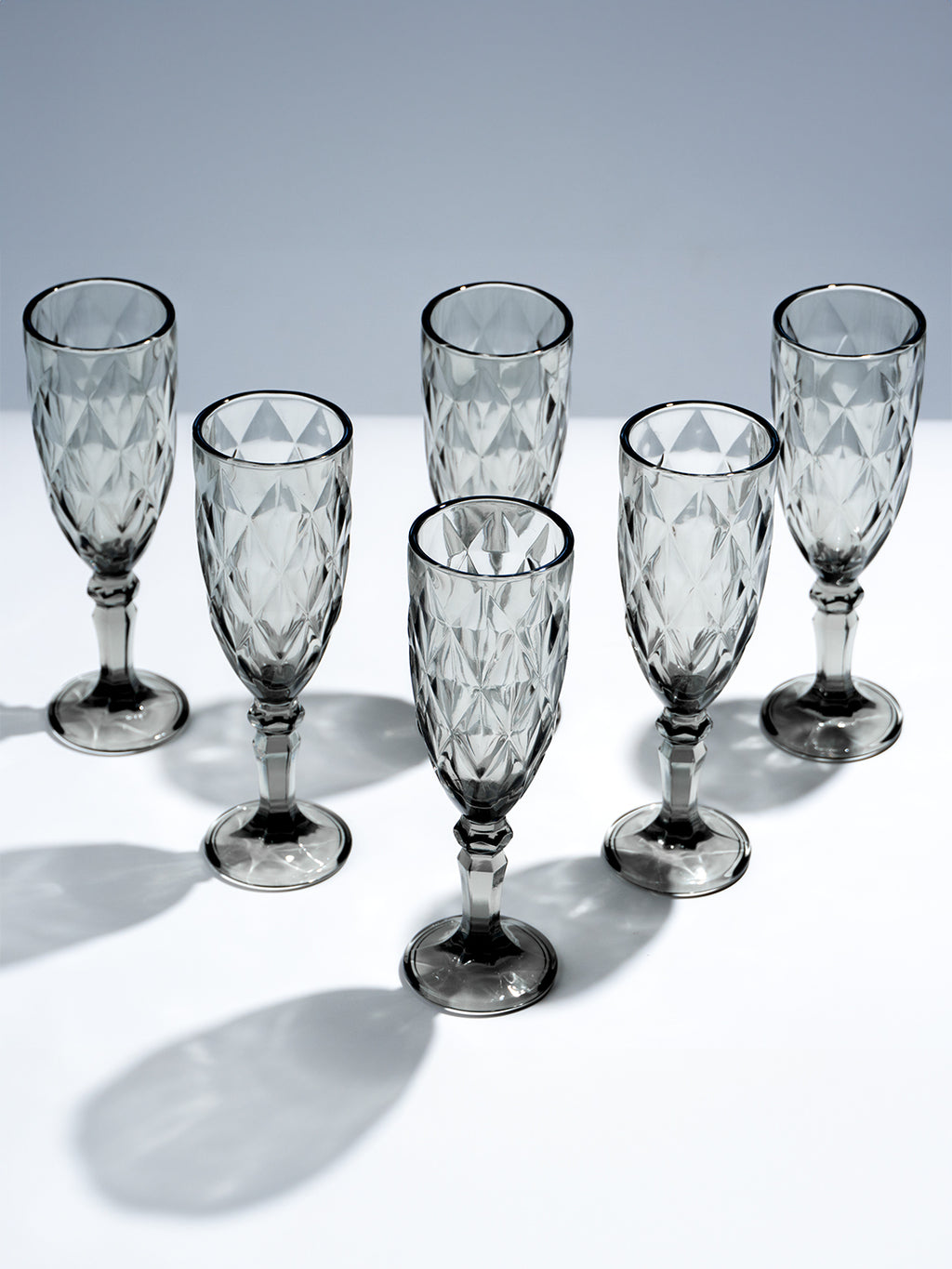 Elegant Black Crystal-Cut Glass Goblet - Set of 6