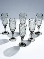 Elegant Black Crystal-Cut Glass Goblet - Set of 6