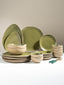 Olive Green & Beige Rustic Ceramic Dinner Set of 22