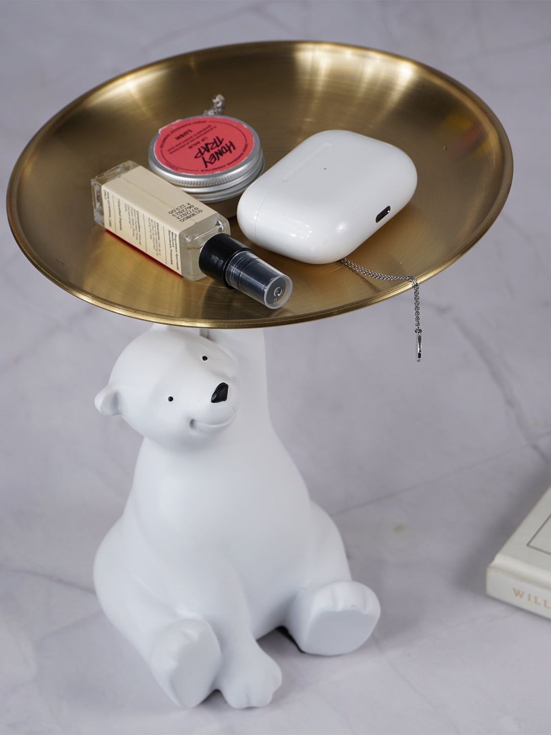 White Bear Figurine with Golden Tray Secondary image