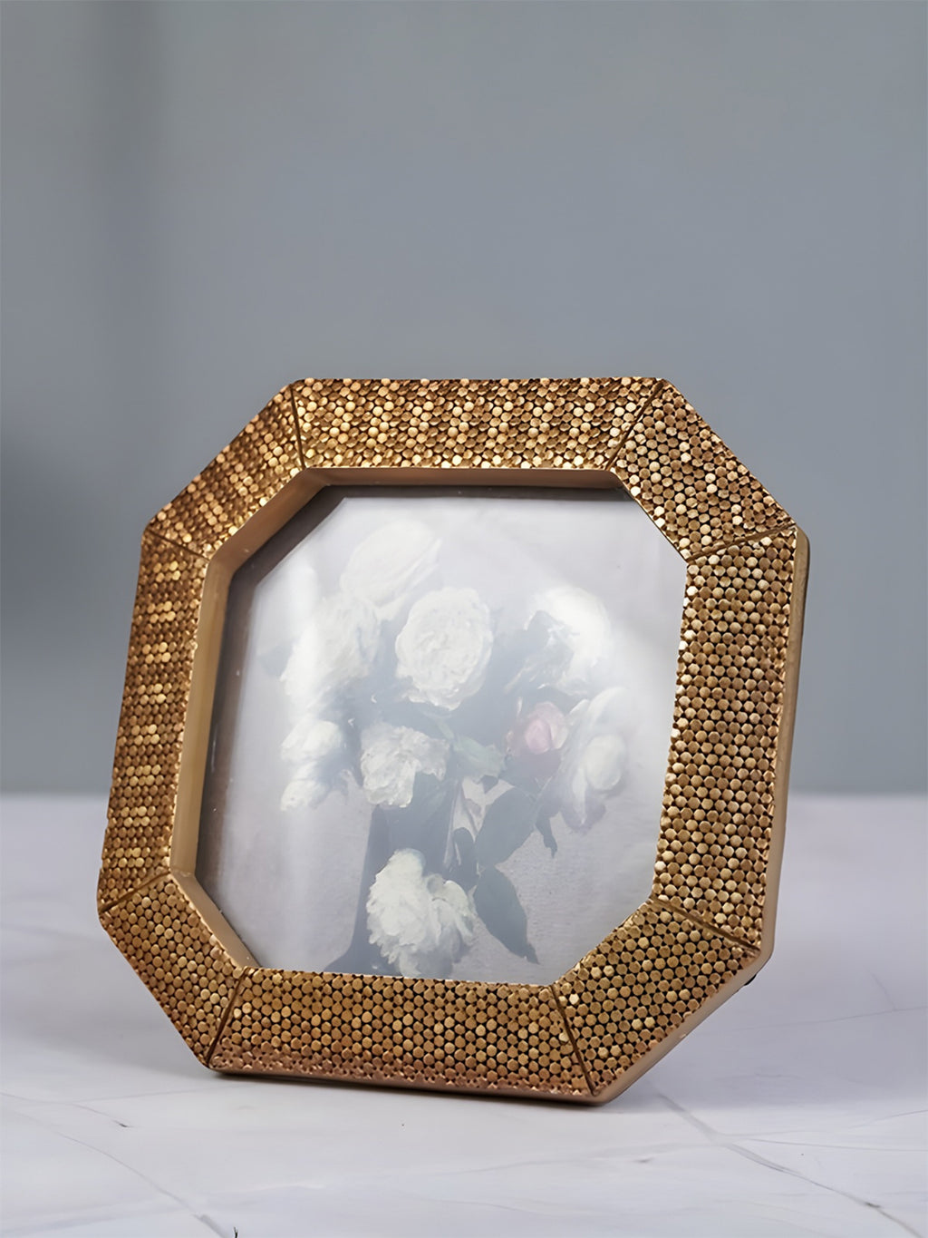 Gold Octagonal Photo Frame with Textured Detail