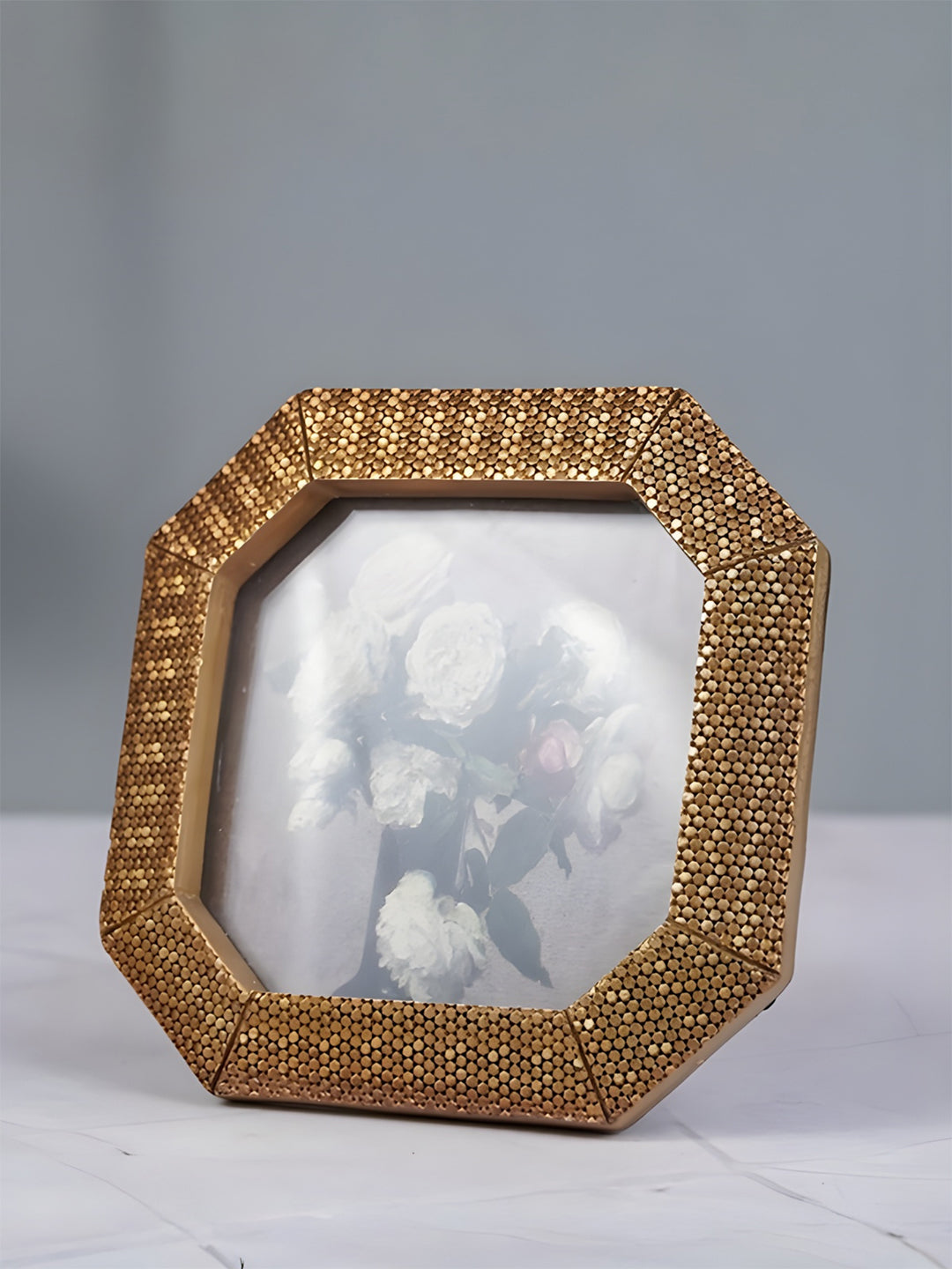 Gold Octagonal Photo Frame with Textured Detail