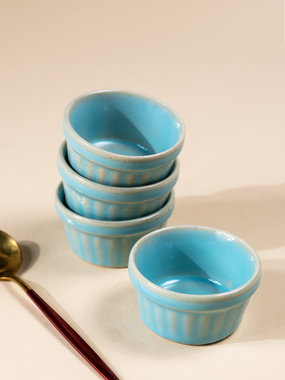 Solid Light Blue Colors Dip Bowls with Design Main image