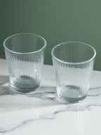 Clear Ribbed Glasses with Classic Textured Design | Set of 6
