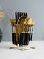 Black and Gold Stainless Steel Cutlery Set of 24