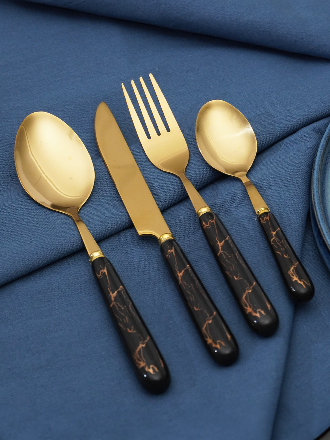 Black and Gold Stainless Steel Cutlery Set of 24 Secondary image