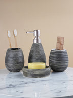 Grey Striped Bathroom Set