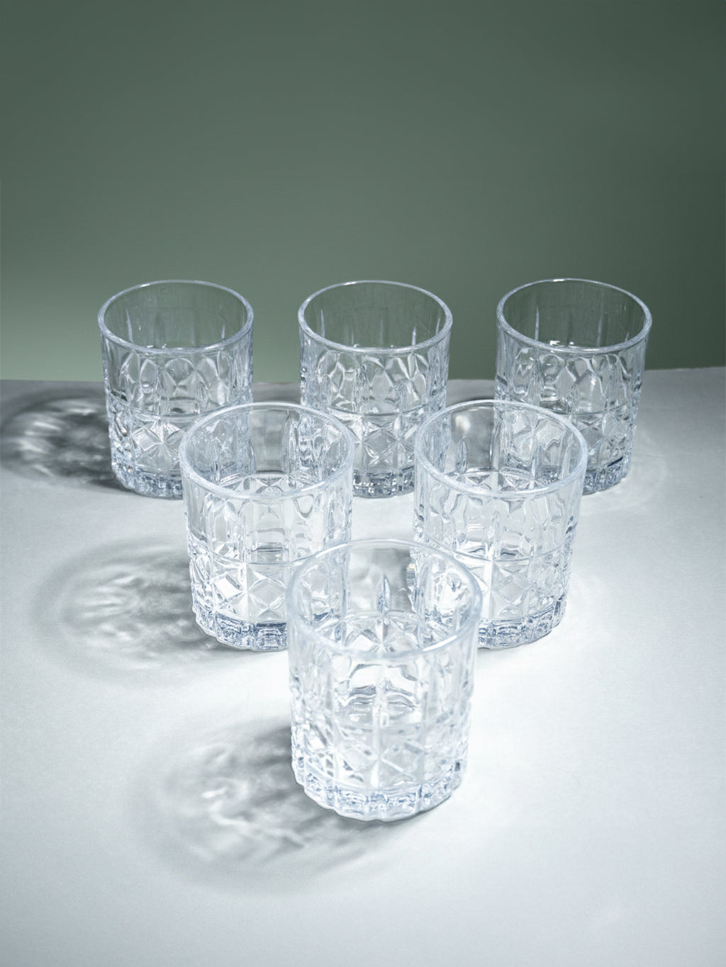 Diamond Grid Cut Design Whiskey Glasses - Set of 6