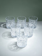 Diamond Grid Cut Design Whiskey Glasses - Set of 6