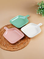 Mint Green Ceramic Platter with Built-In Handle