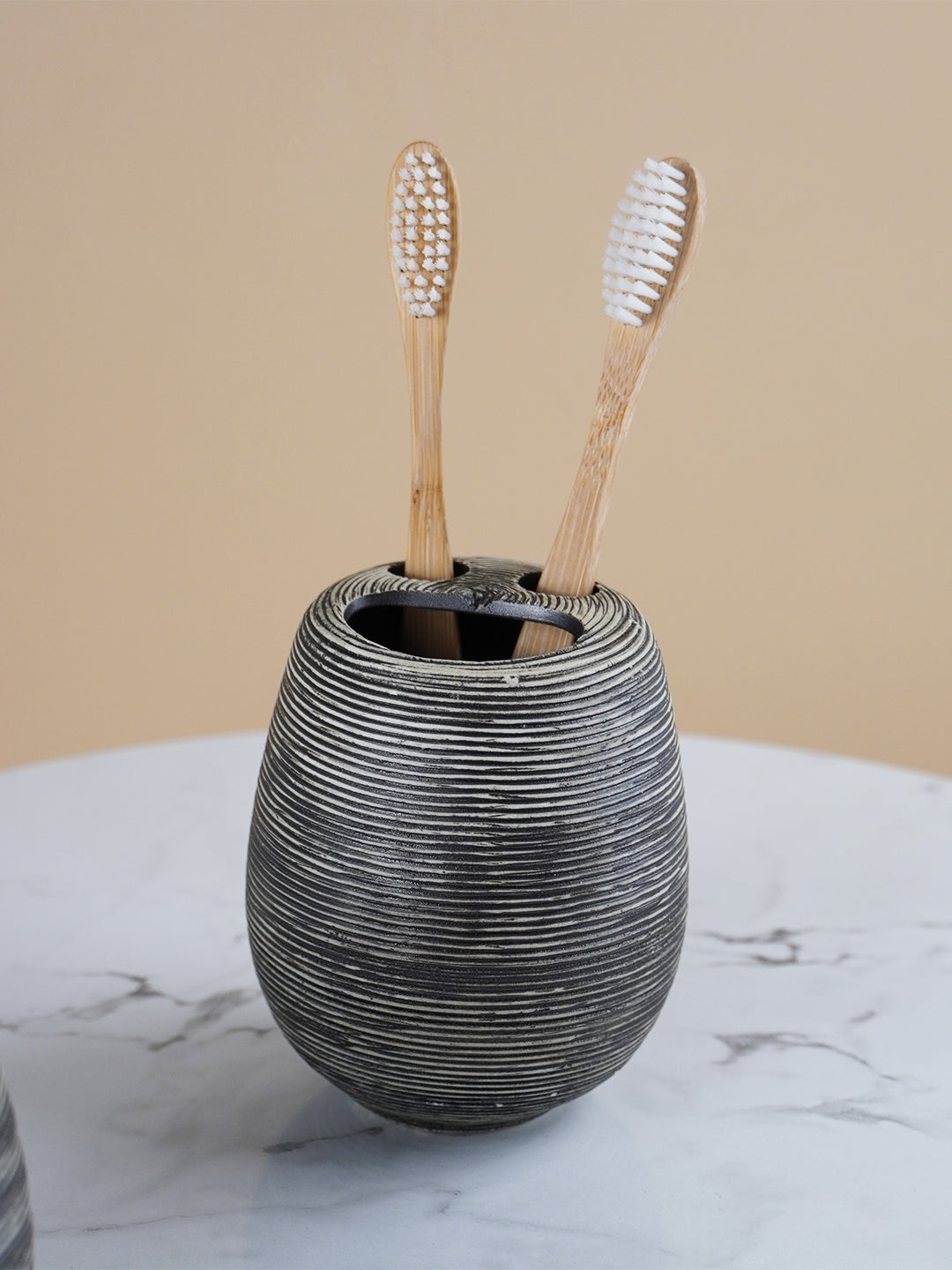 Grey Striped Bathroom Set