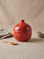 Red Pomegranate Shaped Ceramic Jar with Lid