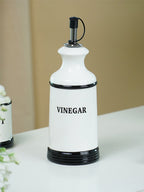Minimalist White Cruet Set – 4-Piece Oil, Vinegar, Salt & Pepper