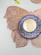 Rose Gold Butterfly Cutout Table Mat with Intricate Floral Design