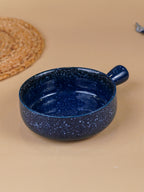 Blue Speckled Ceramic Bowl with Handle
