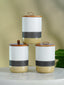 Three-Tone Ceramic Canister Set with Wooden Lids - Set of 3