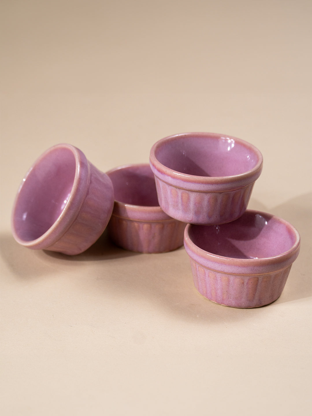 Solid Pink Color Dip Bowls with Design Main image