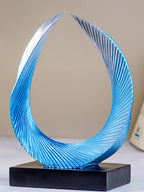 Blue and Silver Abstract Wave Sculpture