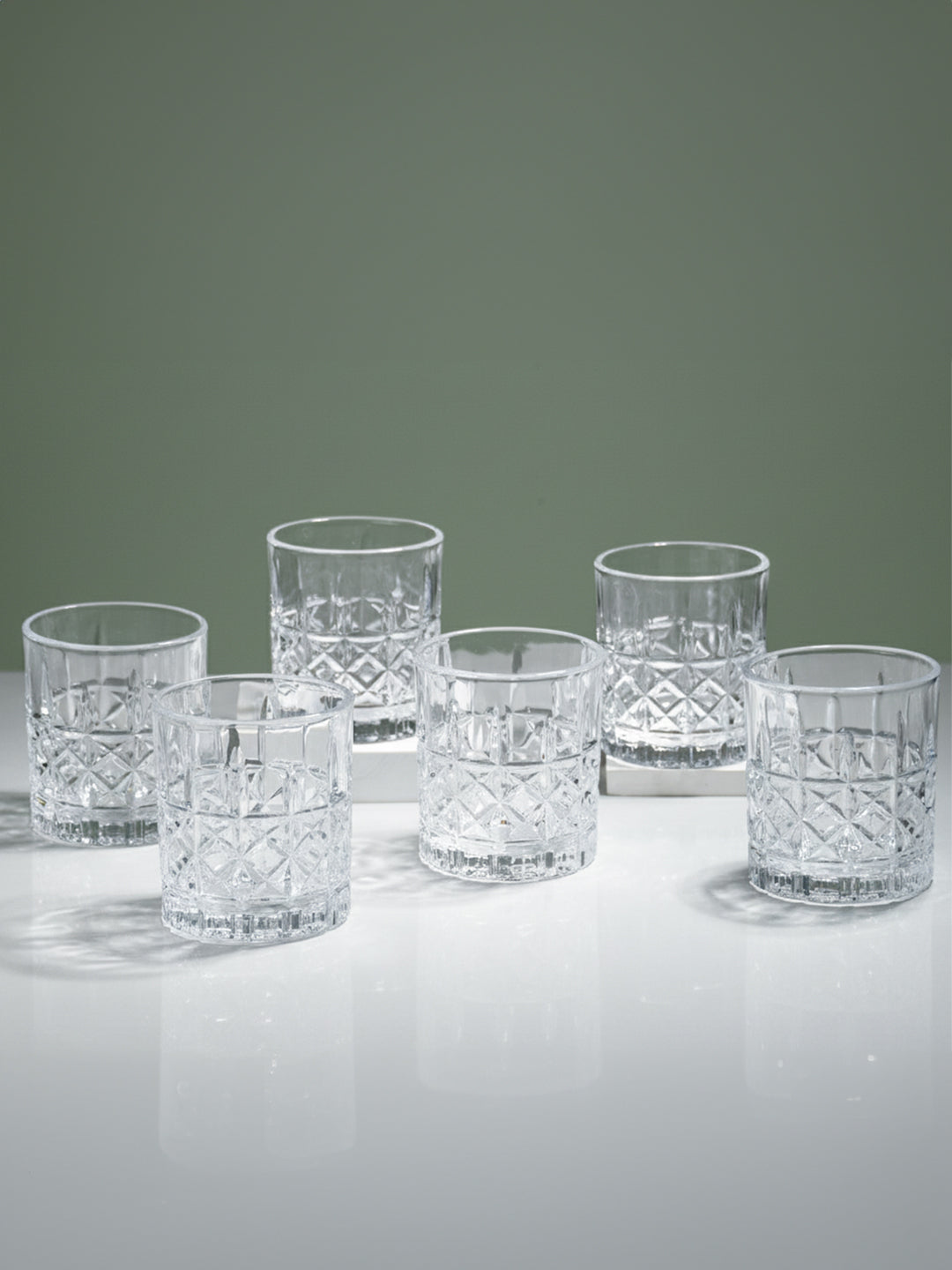 Diamond Grid Cut Design Whiskey Glasses - Set of 6 Main image