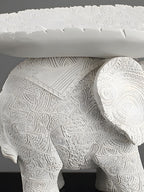 White Resin Elephant with Leaf Platter