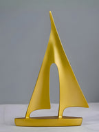 Gold Abstract Sailboat Sculptures