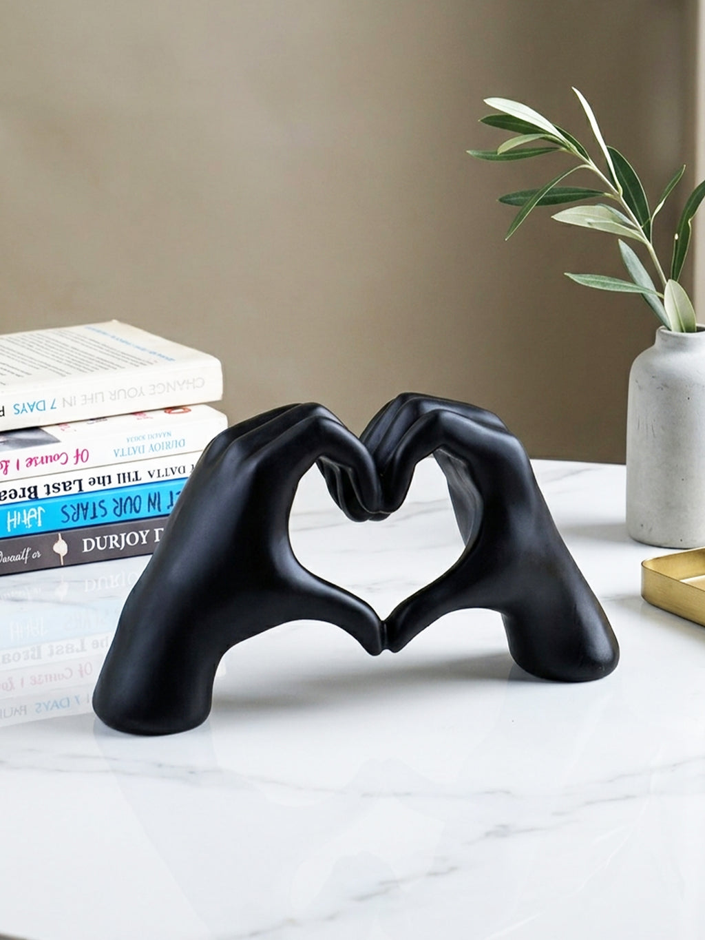 Black Heart Hands Figurine