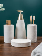 White Ceramic Bathroom Set of 4