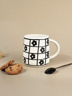 Ceramic Mug with Black Floral Design
