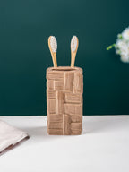 Brown Textured Ceramic Bathroom Set of 4