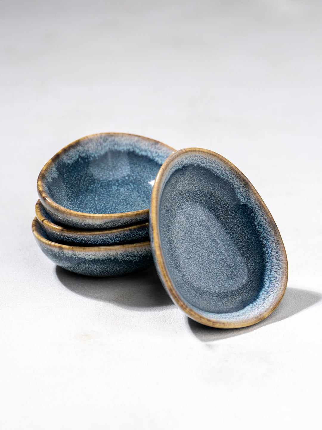Handcrafted Blue Glazed Ceramic Sauce Set