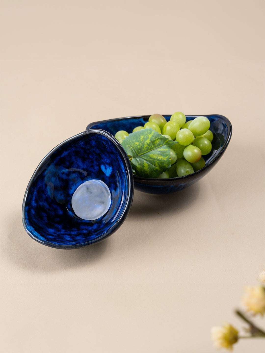Blue Color Oval-Shaped Kishti Bowl Set | Set of 2