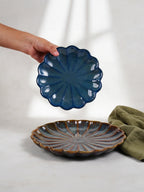2-Piece Scalloped Ceramic Serving Platter Set