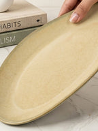 Beige Ceramic Oval Shaped Platter