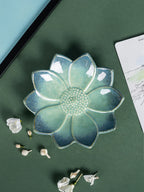 Dual Tone Blue Color Flower-Shaped Platter