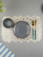 Elegant White & Gold Table Mat - Set of 2 & 6