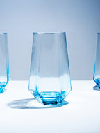 Modern Amethyst Blue Hexagonal Base Drinking Glass - Set of 6